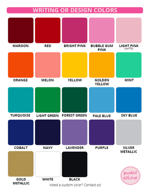 A graphic showing the color options to customize a product.