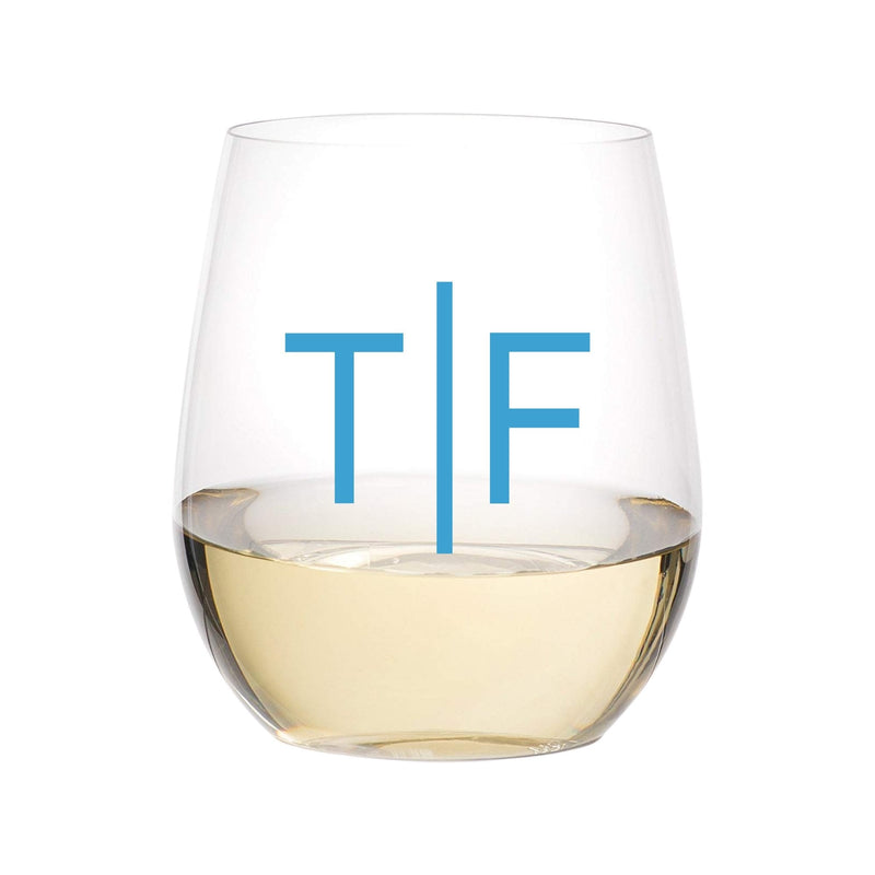 Monogrammed Stemless Wine Glass - Sprinkled With Pink #bachelorette #custom #gifts