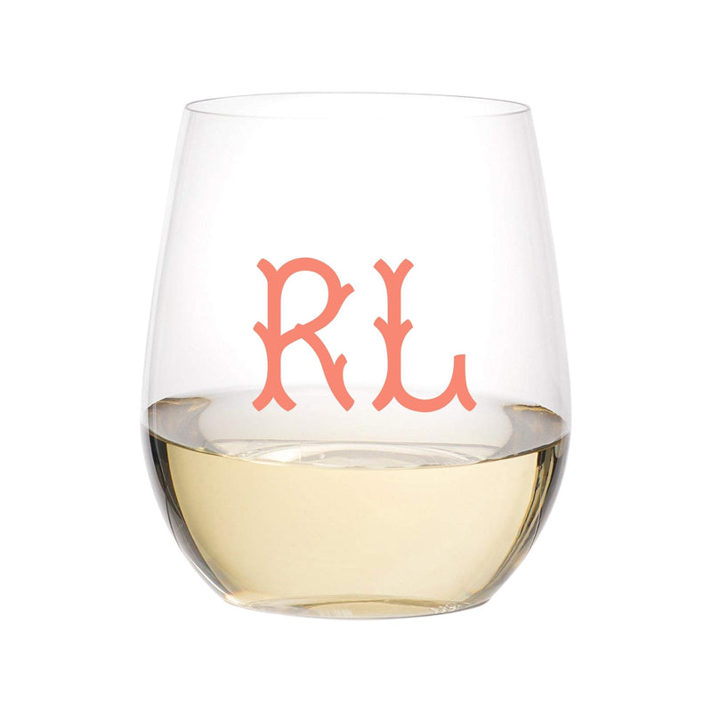 Monogrammed Stemless Wine Glass - Sprinkled With Pink #bachelorette #custom #gifts