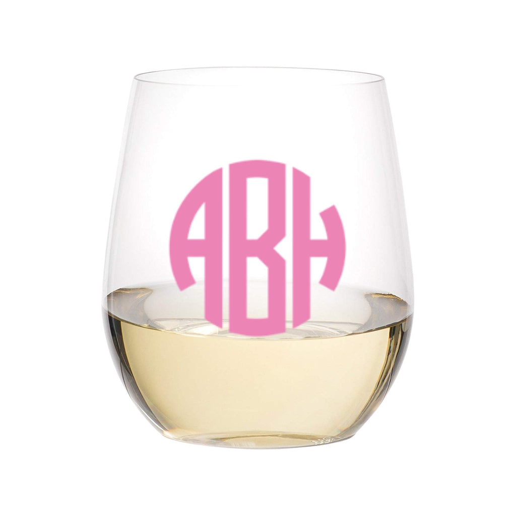 Monogrammed Stemless Wine Glass - Sprinkled With Pink #bachelorette #custom #gifts