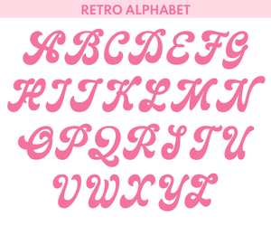 A graphic showing the letters which are used with the retro font.