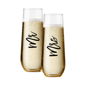 Mr & Mrs Acrylic Flutes - Sprinkled With Pink #bachelorette #custom #gifts
