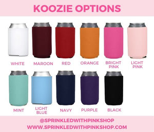 A chart shows different color options for can coolers