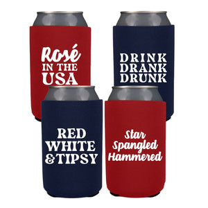 Patriotic Can Coolers (Set of 4) - Sprinkled With Pink #bachelorette #custom #gifts