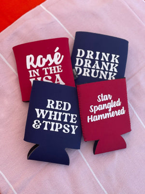Patriotic Can Coolers (Set of 4) - Sprinkled With Pink #bachelorette #custom #gifts