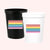 Black and white stadium cups with rainbow flags 