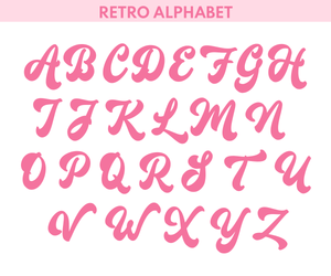 A graphic showing our retro font alphabet