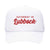 A white trucker hat from our gameday collection that reads "Saturday in Lubbock" on a white background.