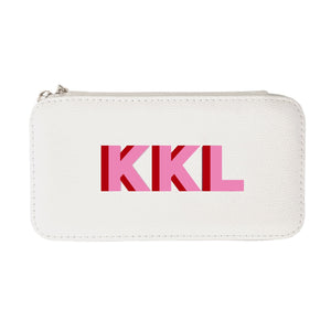 Shadow Monogram Large Travel Jewelry Case - White - Sprinkled With Pink #bachelorette #custom #gifts