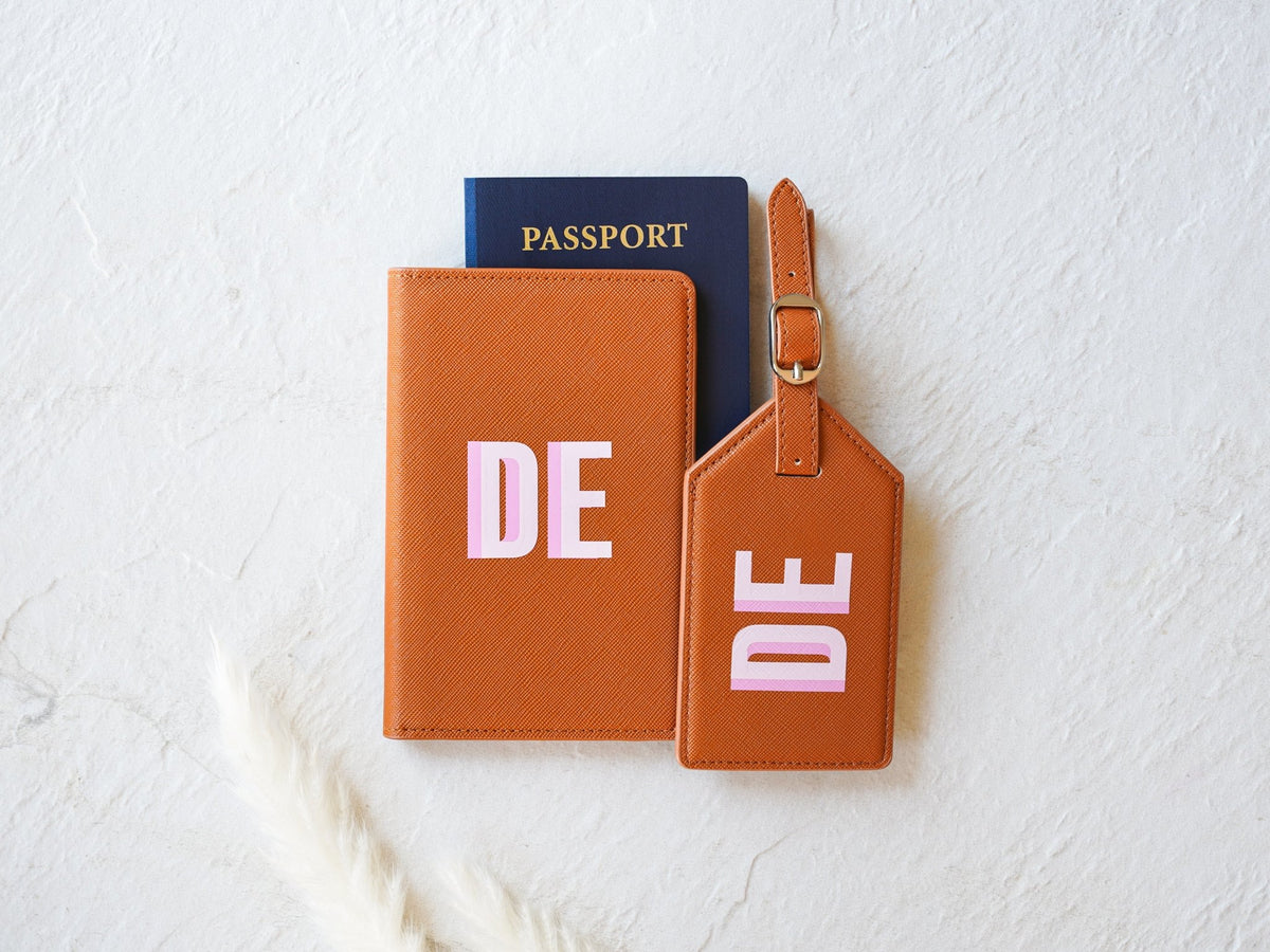 Personalised Leather Passport Cover and Luggage Tag Set -  Canada