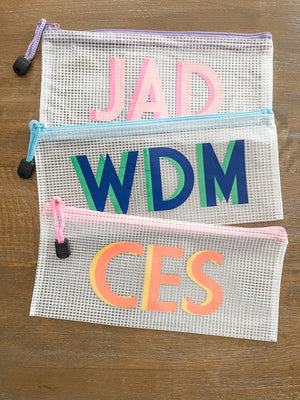 Shadow Monogram Pencil Bag - Sprinkled With Pink #bachelorette #custom #gifts