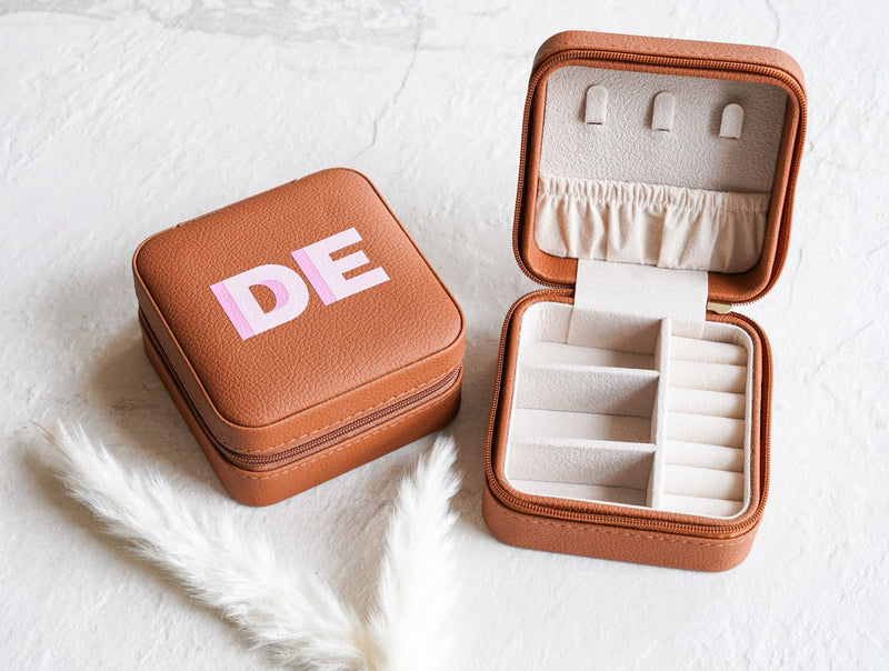 Shadow Monogram Jewelry Case Personalized Travel Sprinkled