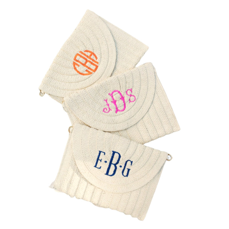 Straw Clutch, Embroidered - Sprinkled With Pink #bachelorette #custom #gifts