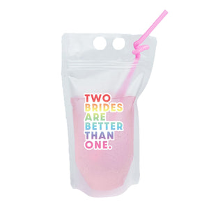 Two Brides Are Better Than One Party Pouch - Sprinkled With Pink #bachelorette #custom #gifts