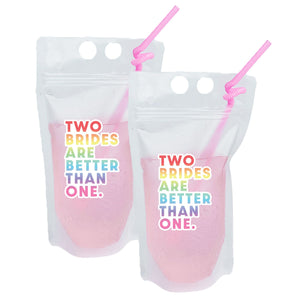 Two Brides Are Better Than One Party Pouch - Sprinkled With Pink #bachelorette #custom #gifts