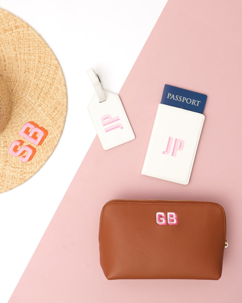 Vegan Leather Pouch, Embroidered - Sprinkled With Pink #bachelorette #custom #gifts