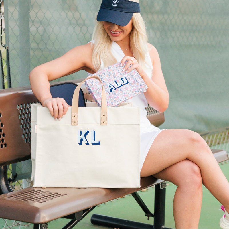 Weekender, Embroidered Shadow Monogram - Sprinkled With Pink #bachelorette #custom #gifts