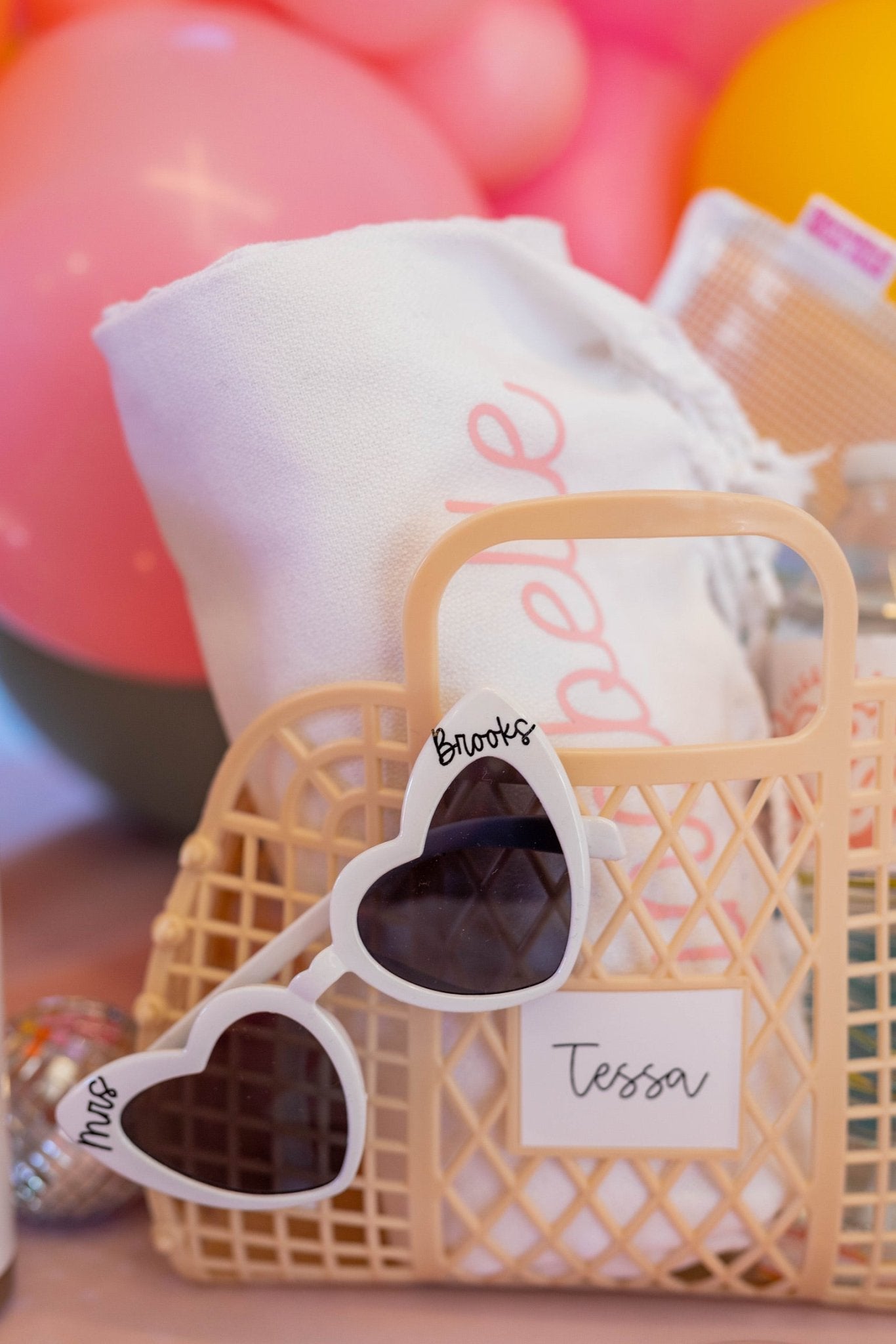 White Retro Sunglasses - Sprinkled With Pink #bachelorette #custom #gifts