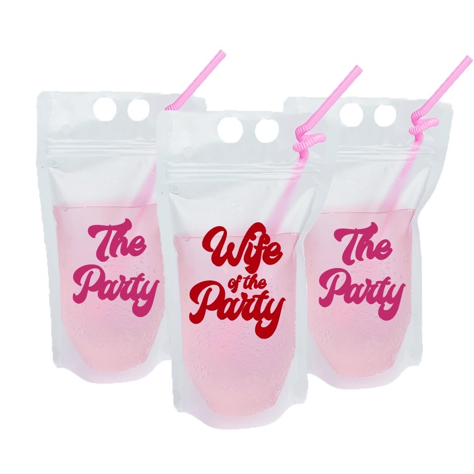Custom party pouches that read 