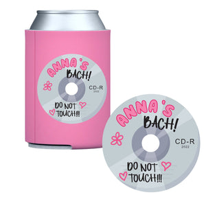 Y2K CD Custom Name Can Cooler - Sprinkled With Pink #bachelorette #custom #gifts
