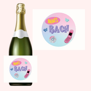 Y2K Icons Custom Name Wine / Champagne Label (Set of 6) - Sprinkled With Pink #bachelorette #custom #gifts